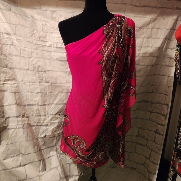 RED off shoulder boho silky organza layered blouse - Picture 1 of 4
